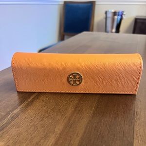 NEW Tory Burch Small Orange Eyeglasses Case W/ magnetic button Closure
